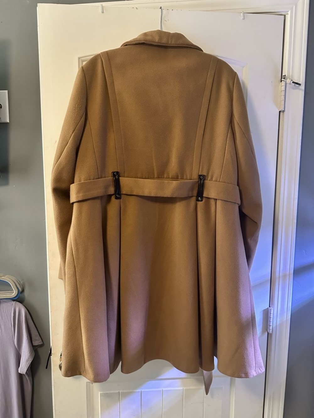Steve Madden Plus Size Peacoat Belted Skirted Coat - Picture 4 of 6